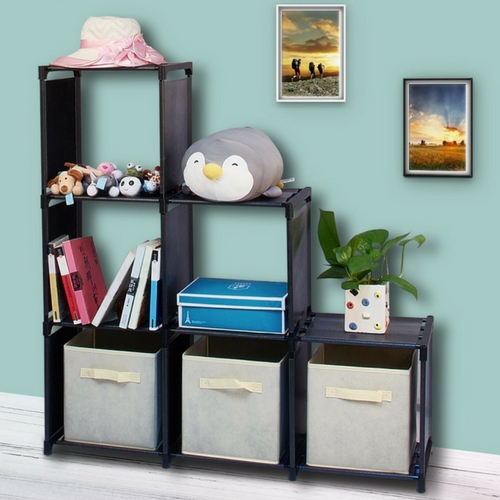 6-Cube Storage Organizer Cabinet with 3-tier Shelf Closet