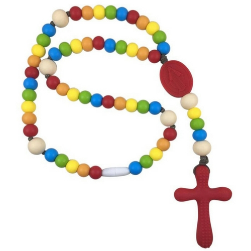 Chews Life Rainbow Rosary- Silicone Teething Rosary