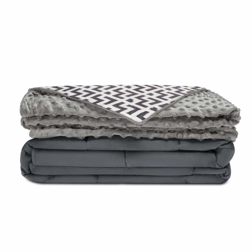 OHAPPES Weighted Blanket（15 lbs 60 80 Dark Grey） for Adults That Weighs 140 to 180 lbs，Heavy Blanket with 100% Cotton Fabric and Glass Beads